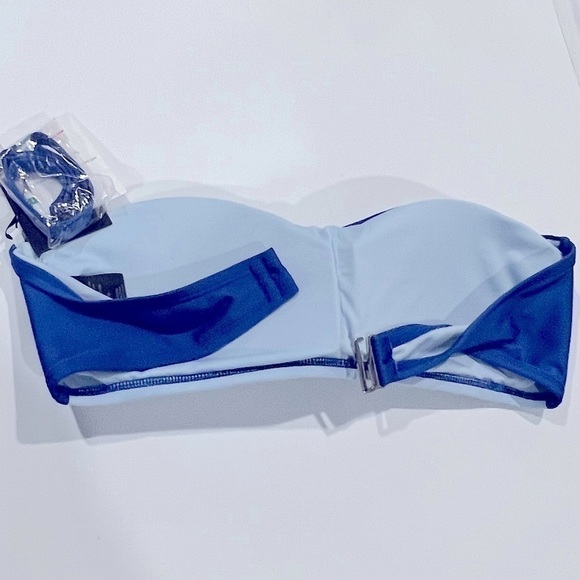 DKNY Colorblocked Bandeau Bikini Top swimsuit, swimwear Blue size L - Picture 7 of 7